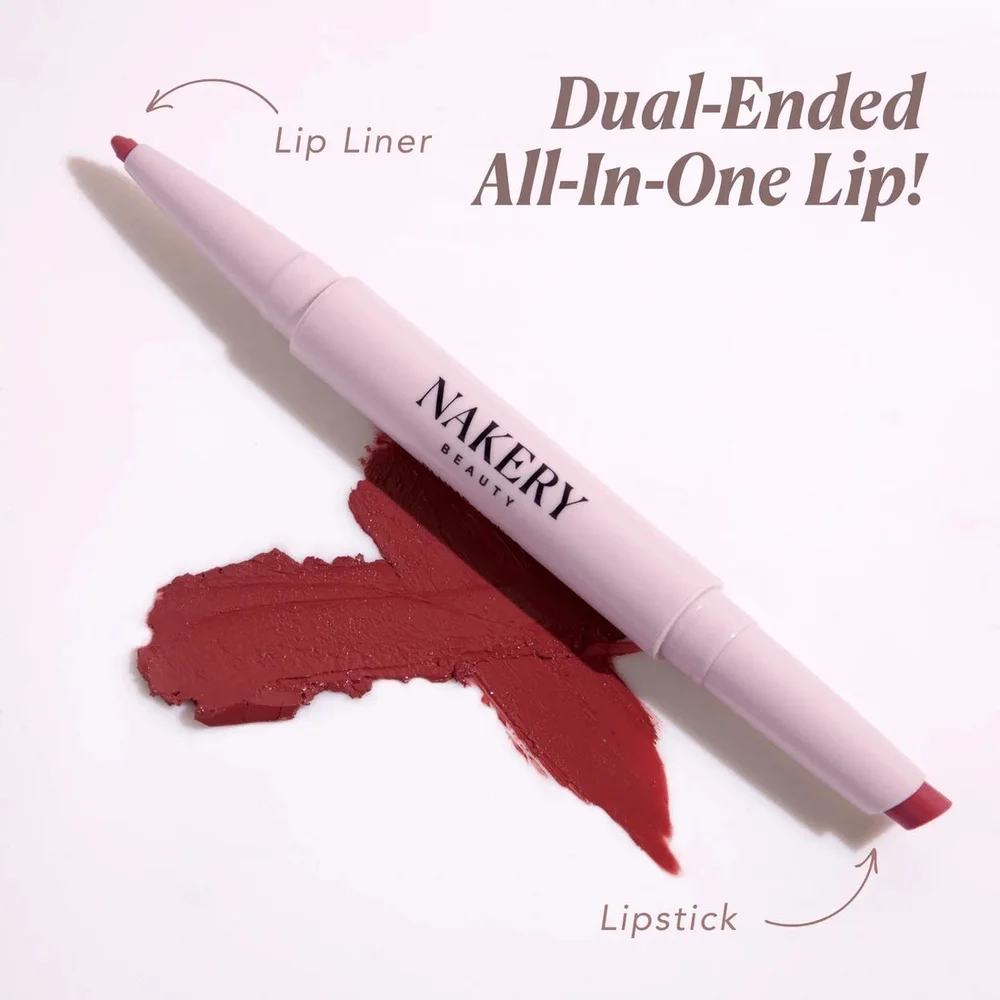 NIB Nakery Beauty PLUMParadise Dual End Peptide Lipstick Liner Shaper Naked Rose